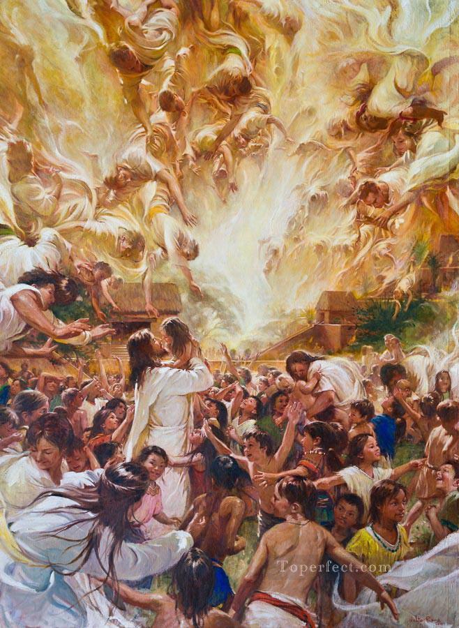 Angels Ministered unto Them Catholic Christian Oil Paintings